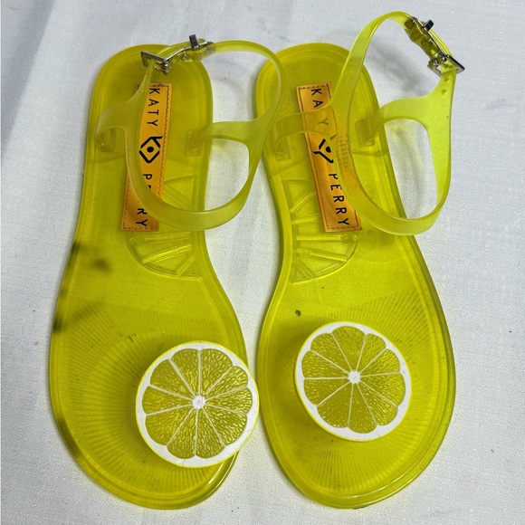 Katy Perry Collections Shoes - Katy Perry The Geli Yellow Lemon Fruit Scented Jelly Flat Ankle Strap Sandals 8